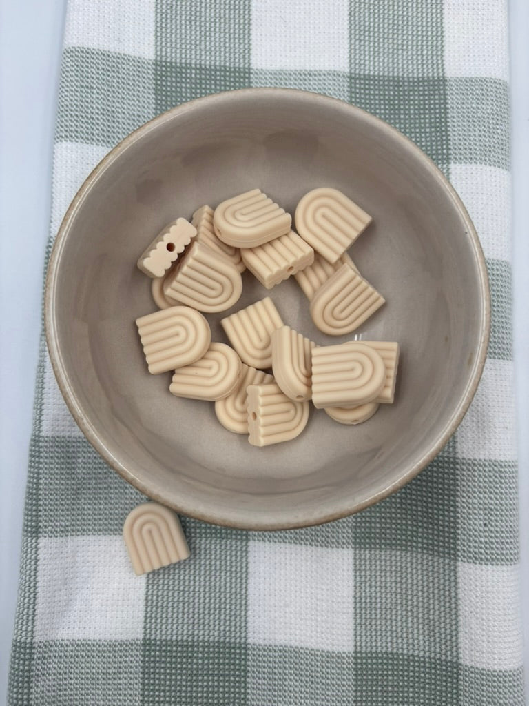Silicone Focal Bead | Beige Rainbow | 456