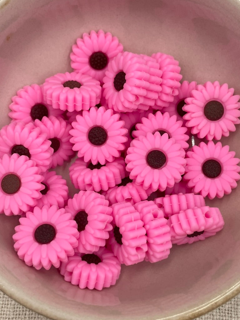 Silicone Focal Bead - 91 | small pink flower