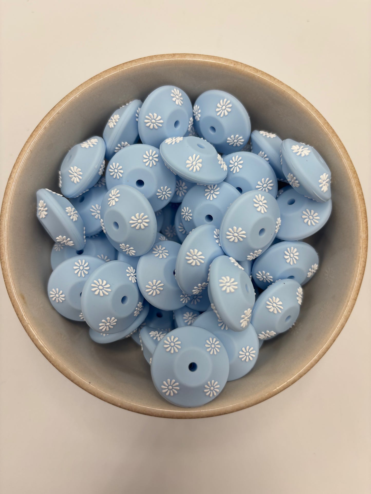 20mm Abacus Flower Beads | Pastel Blue 10