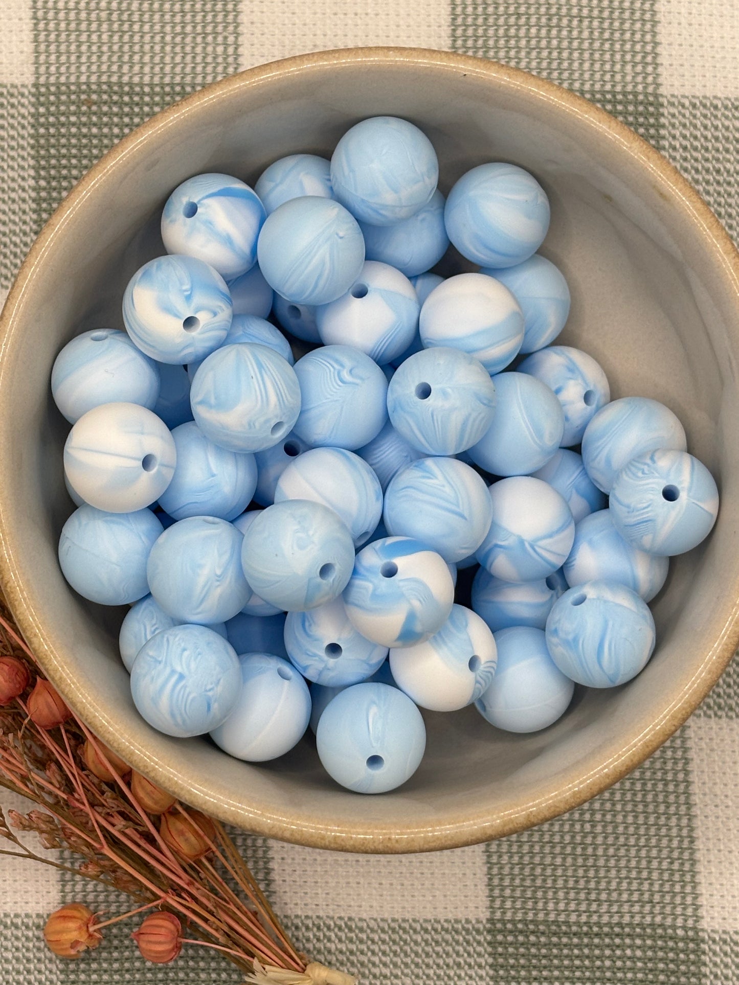 Silicone bead |  15mm | 1 Blue Swirl