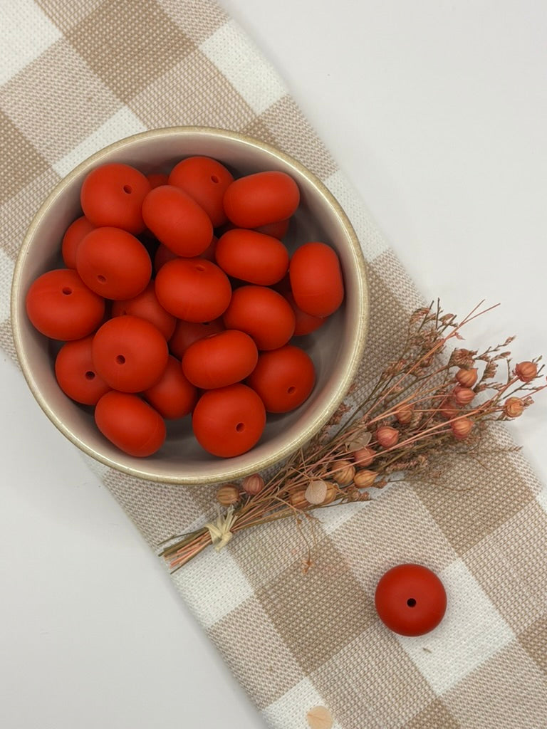 Beads 25 | red | 22mm silicone abacus