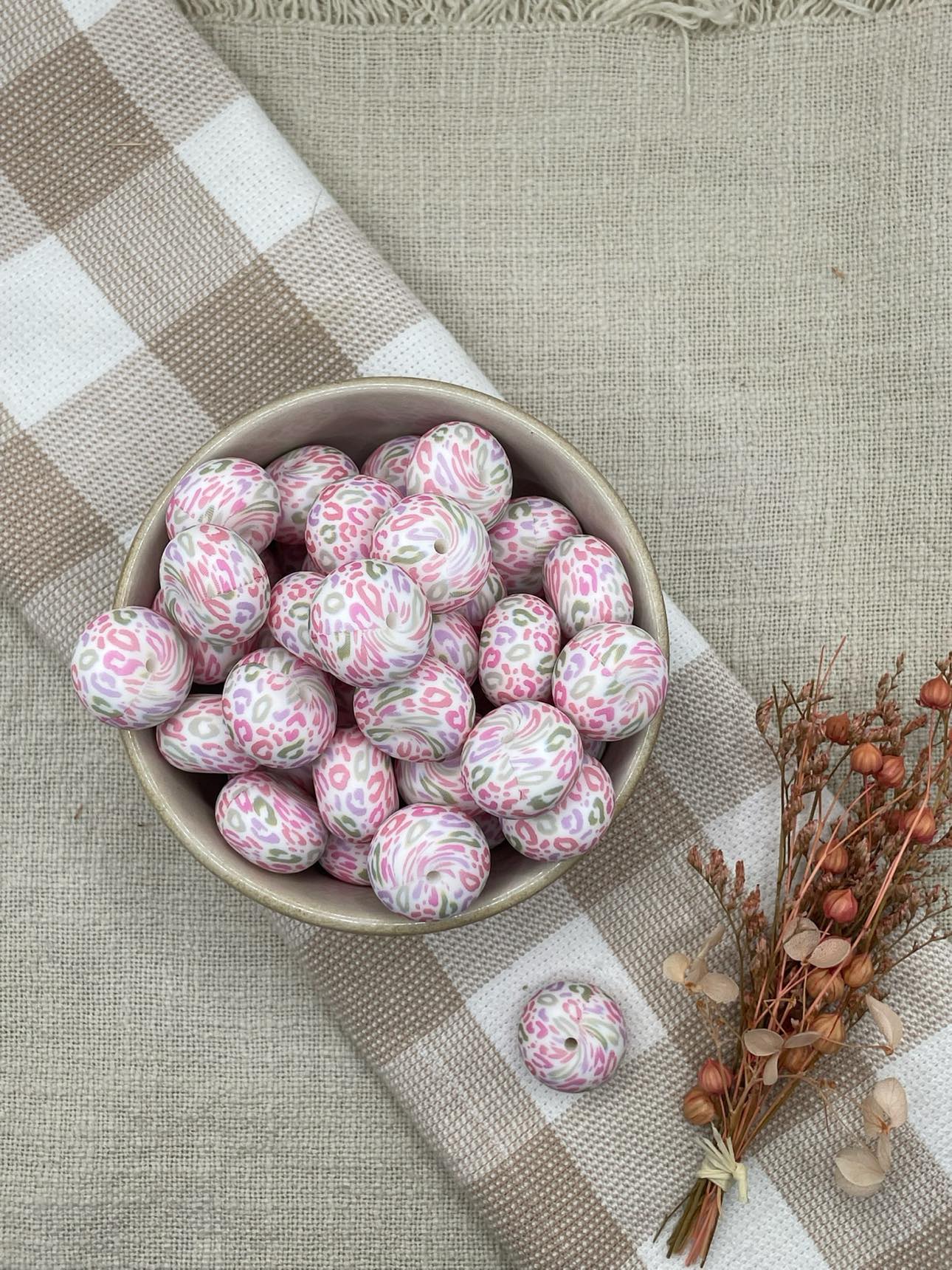 Beads 10 Patterned - 22mm silicone abacus