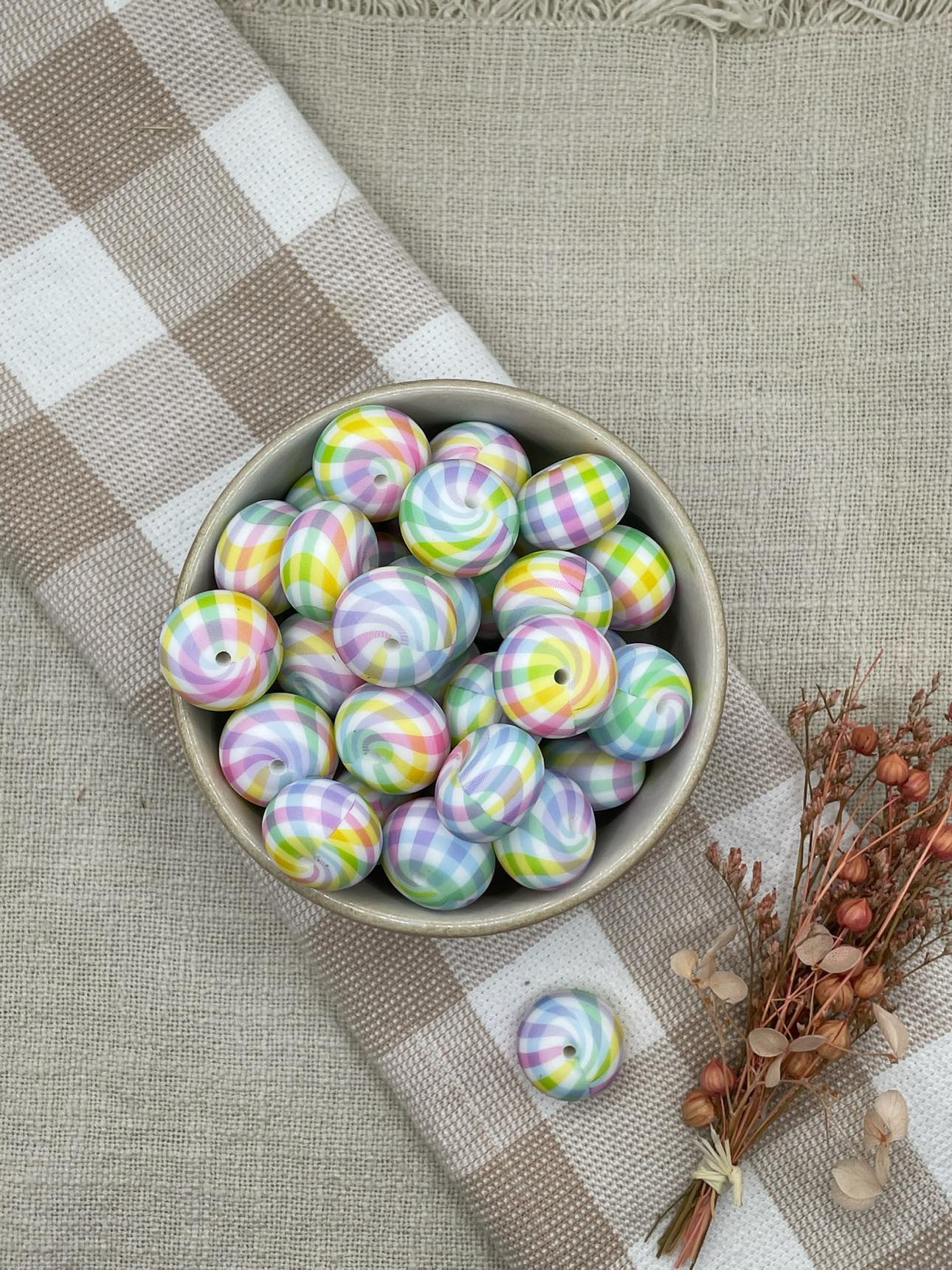 Beads 9 Patterned - 22mm silicone abacus