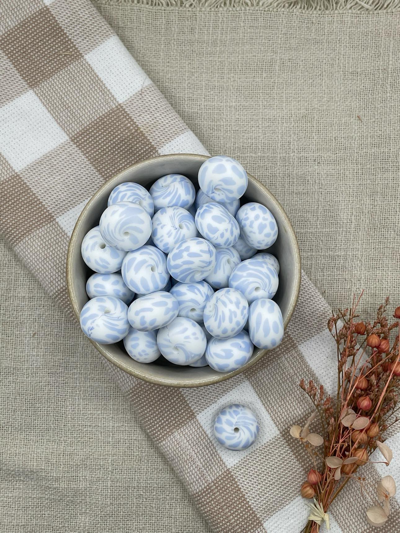 Beads 8 Patterned - 22mm silicone abacus