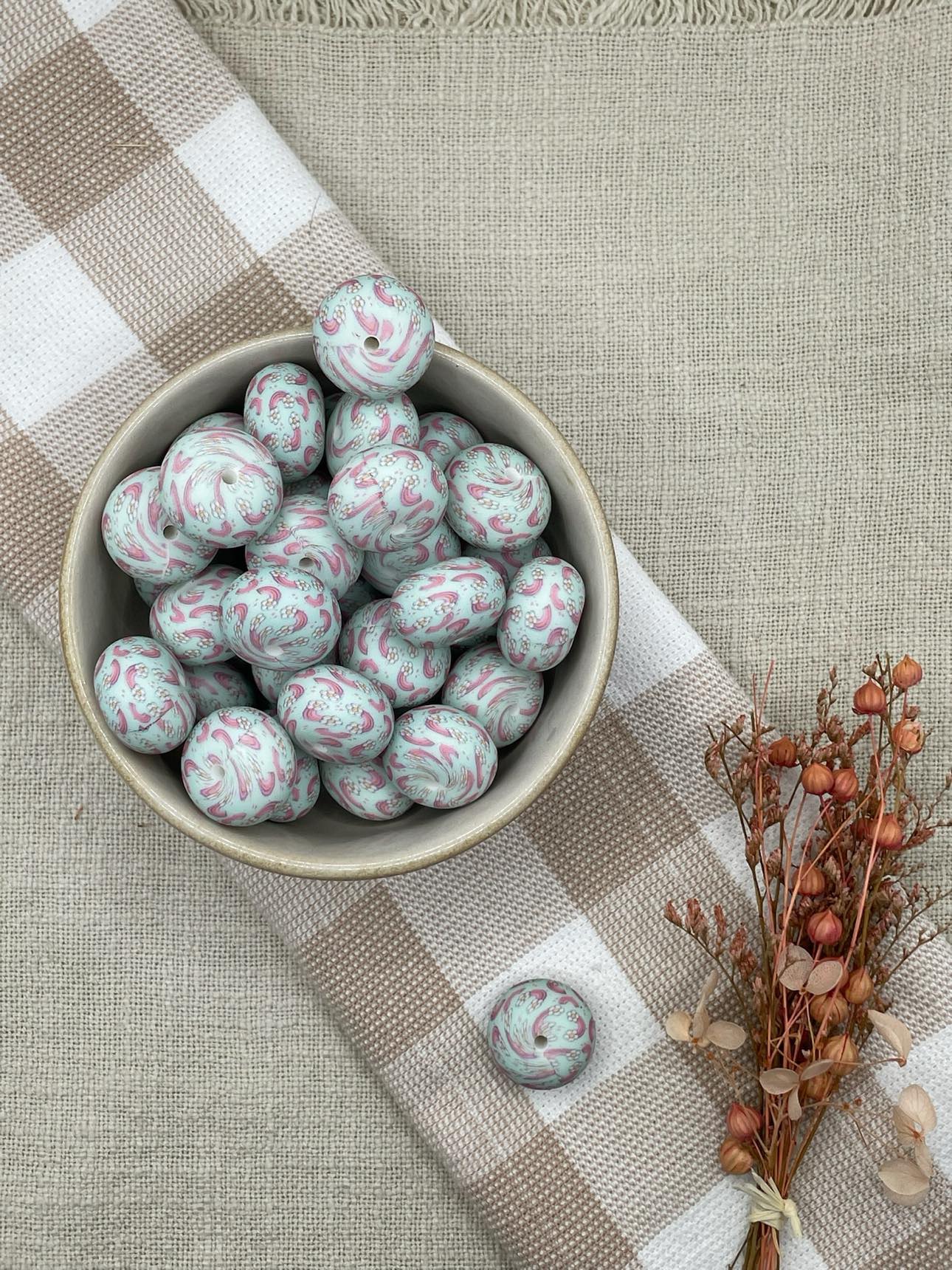 Beads 7 Patterned - 22mm silicone abacus