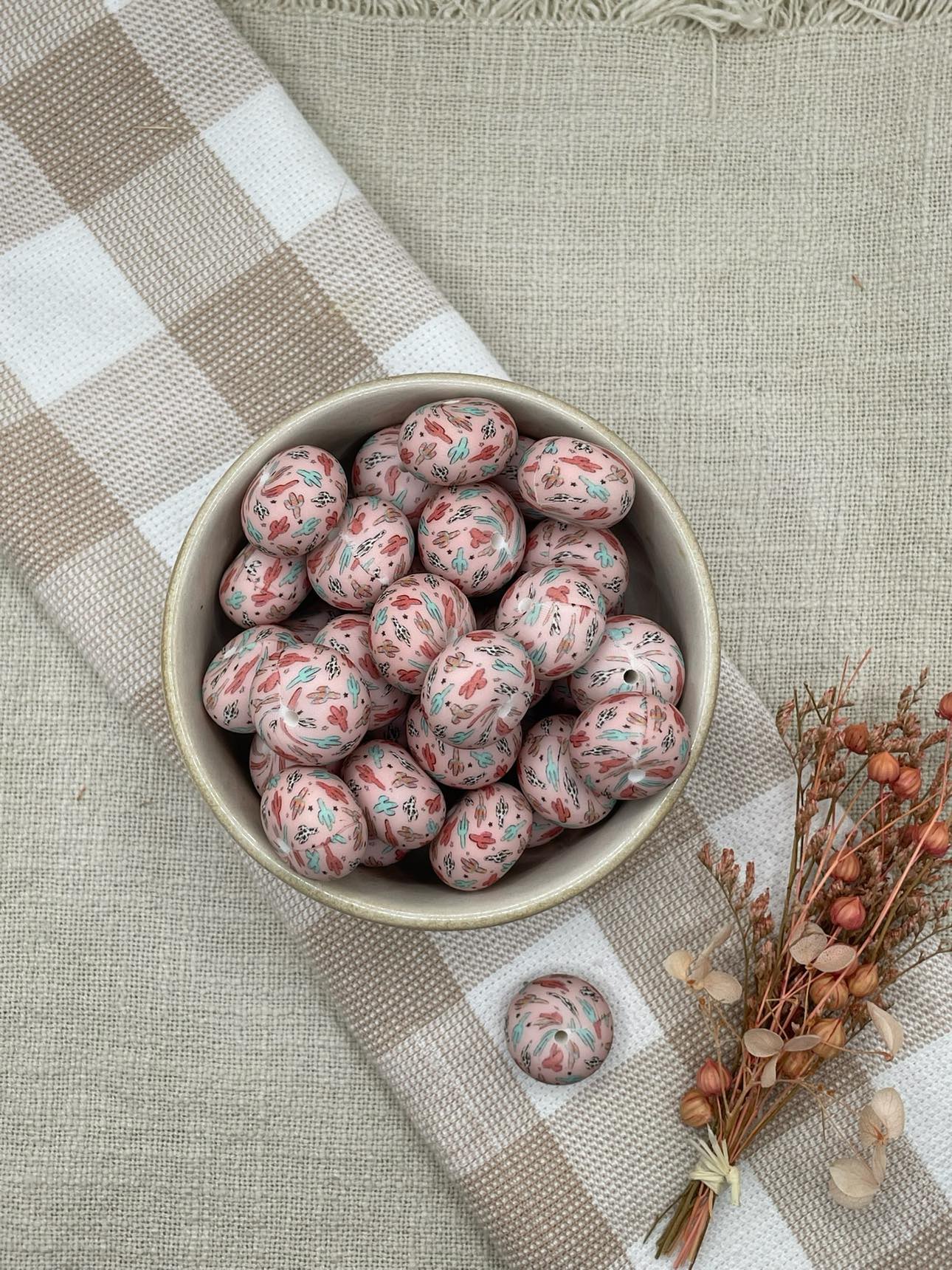 Beads 5 Patterned - 22mm silicone abacus