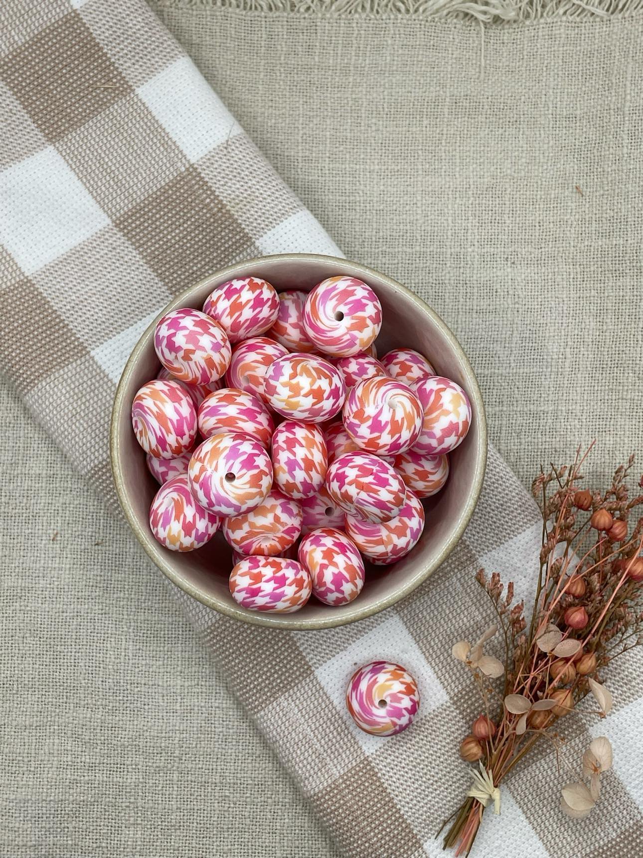 Beads 1 Patterned  - 22mm silicone abacus