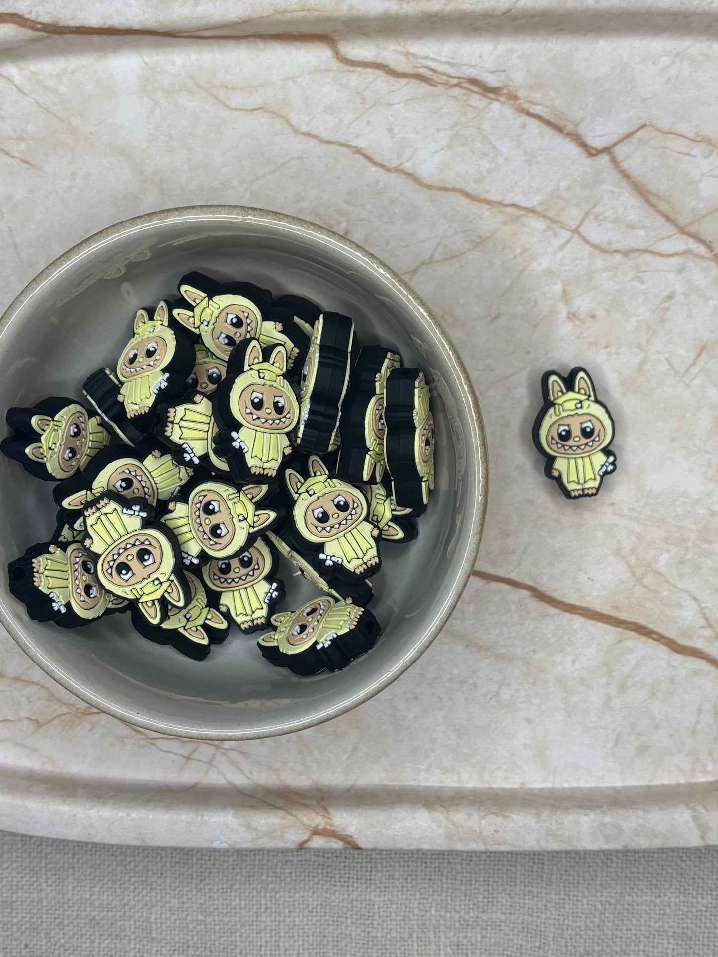 Silicone Focal Bead |363 | Yellow Labubu