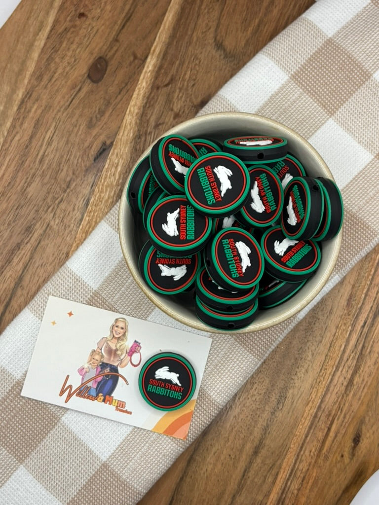 NRL Silicone Focal Bead - Rabbitohs