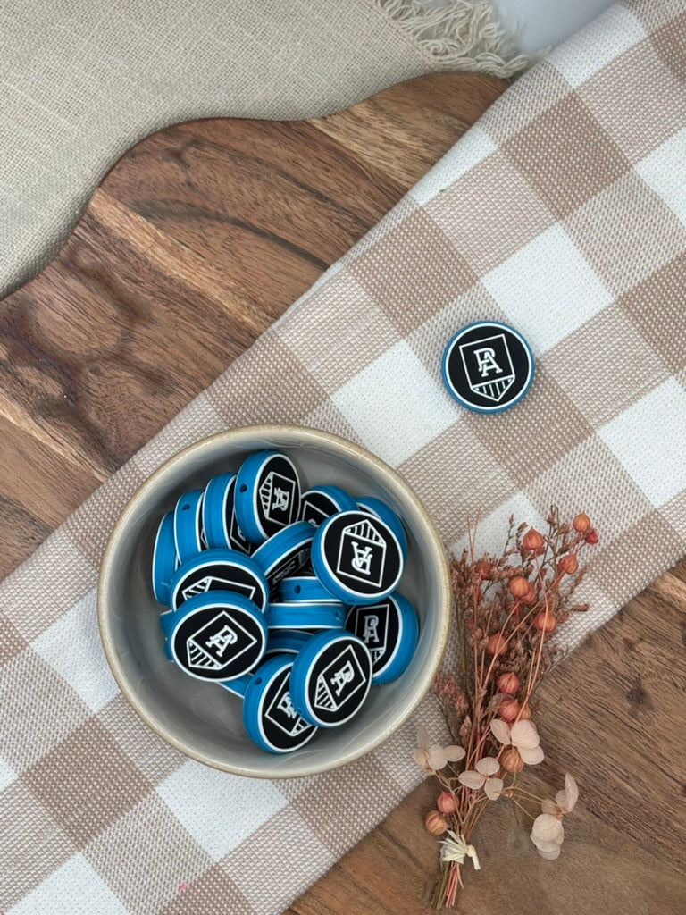 Silicone Focal Bead - AFL - PORT ADELAIDE