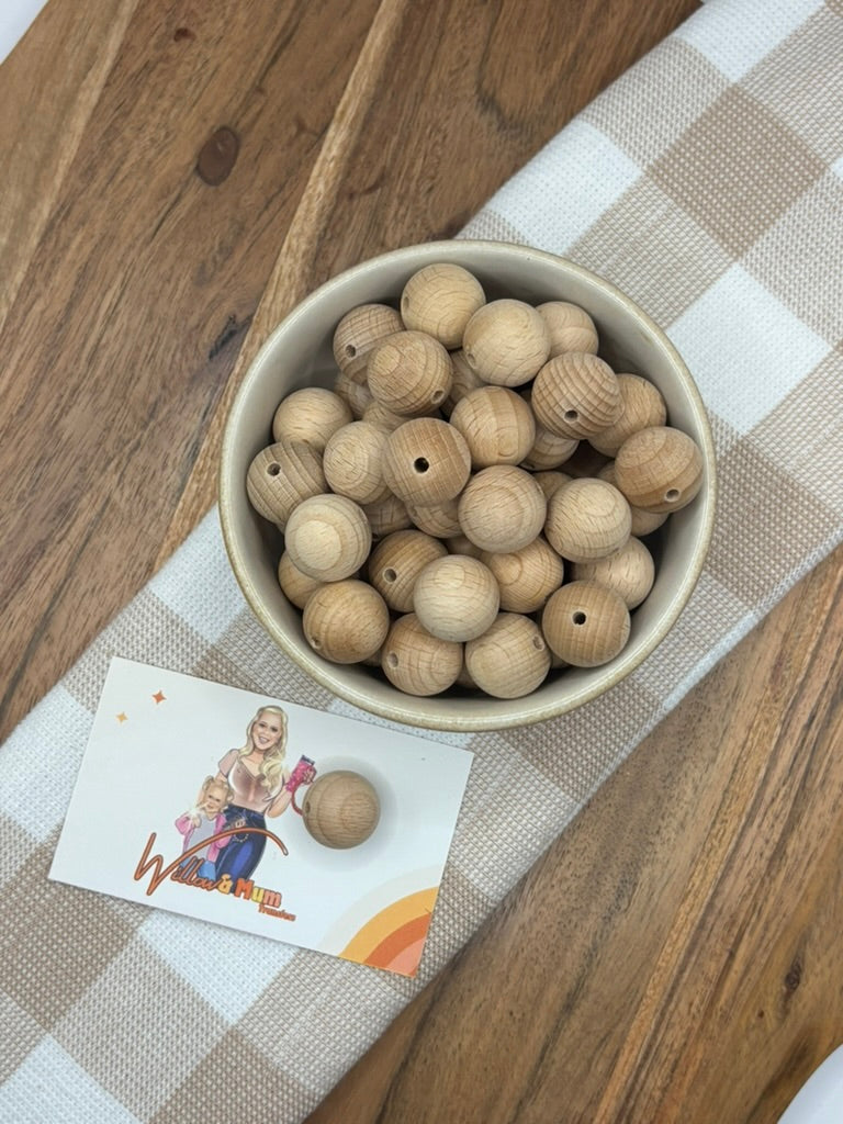 Wooden bead 100 |  19mm Round | Brown wooden
