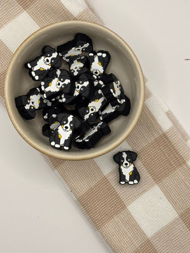 Silicone Focal Bead | 303 |Border Collie