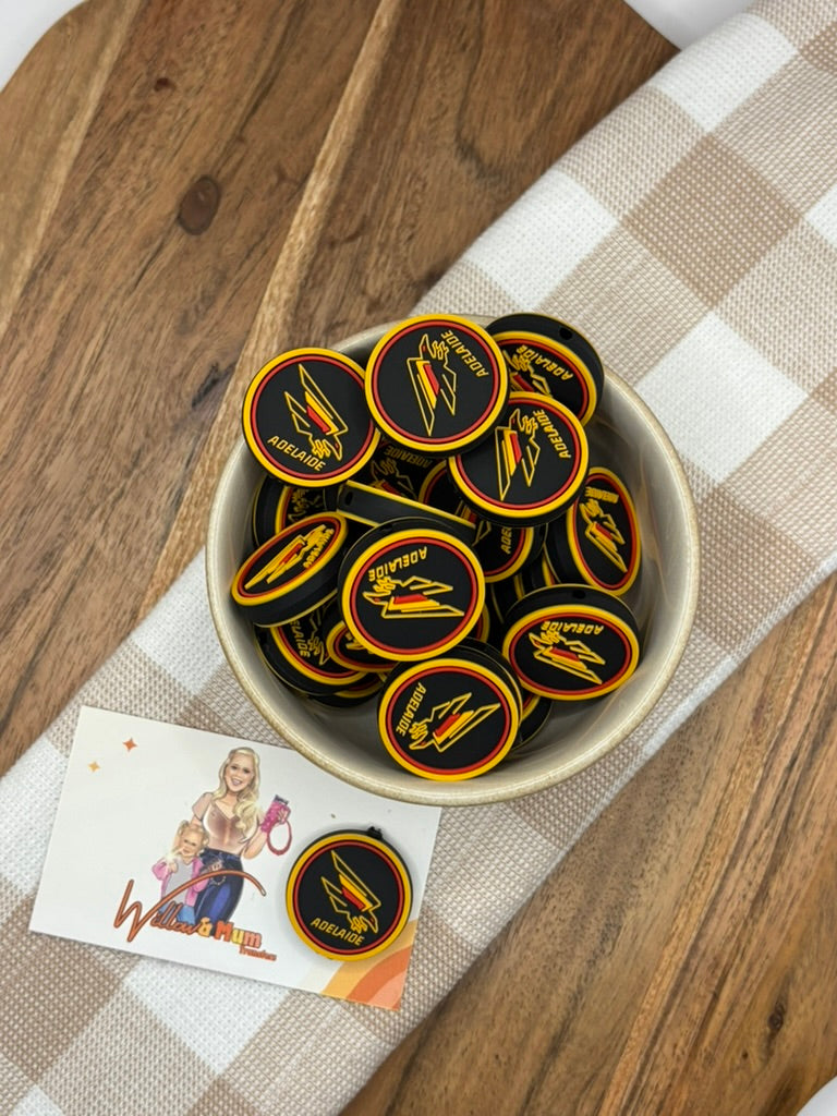 Silicone Focal Bead - AFL - ADELAIDE CROWS