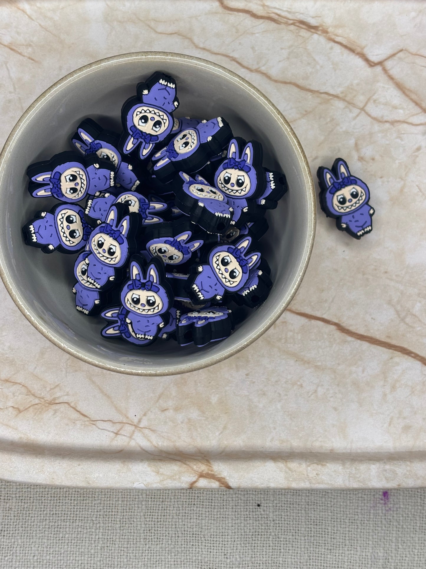 Silicone Focal Bead |362 | Purple Labubu