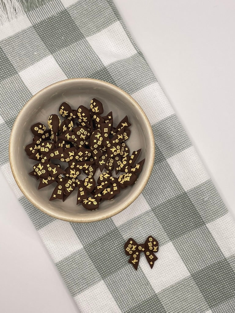 Silicone Focal Bead | 339 | Brown LV Bows