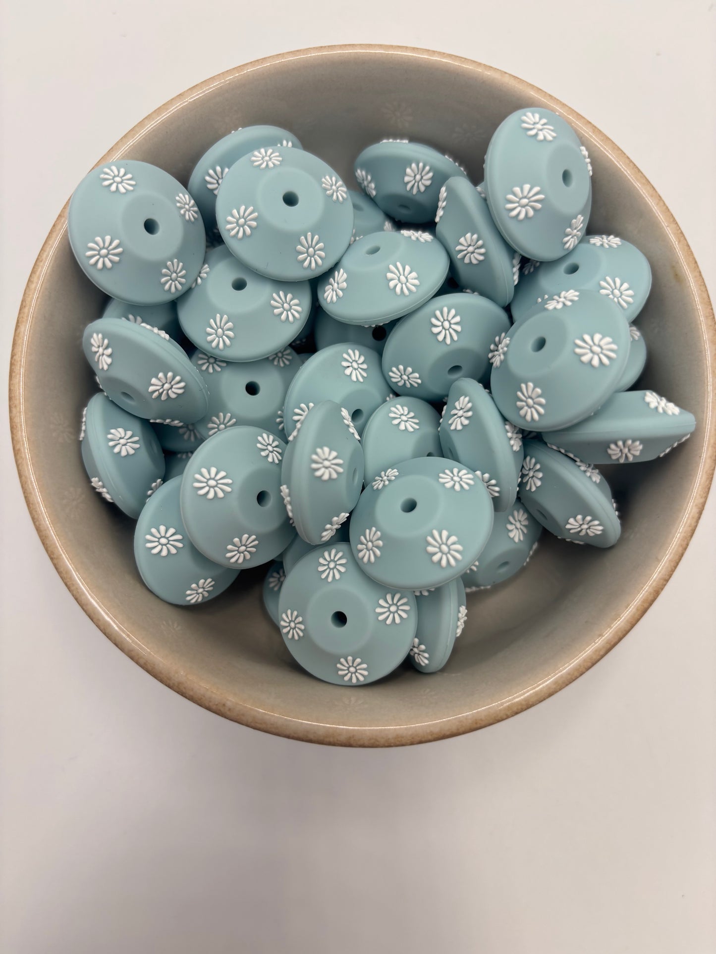 20mm Abacus Flower Beads | Powder Blue 8