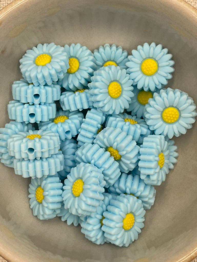 Silicone Focal Bead - 110 | Small blue flower