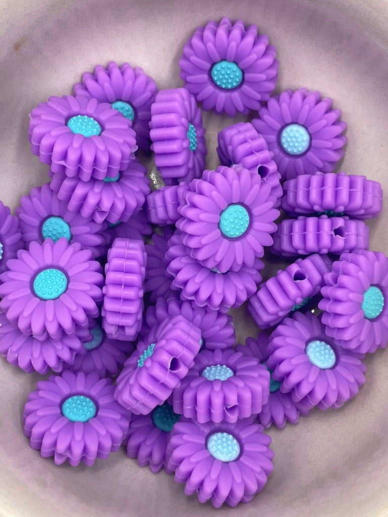 Silicone Focal Bead - 126 | small purple flower