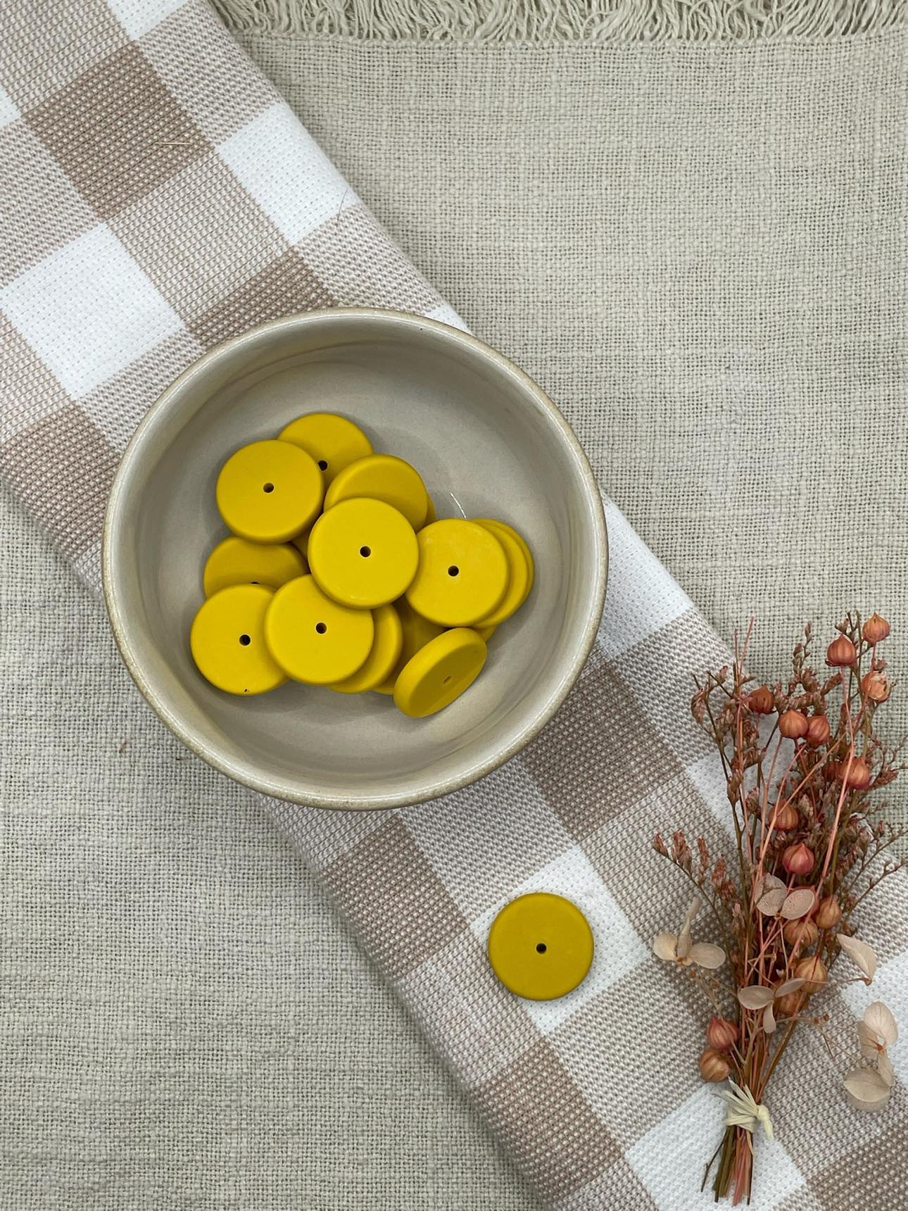 Beads 11 - 22mm silicone spacer coin | mustard