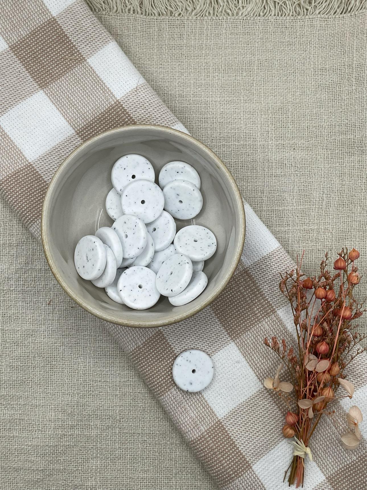 Beads 5 - 22mm silicone spacer coin | Granite