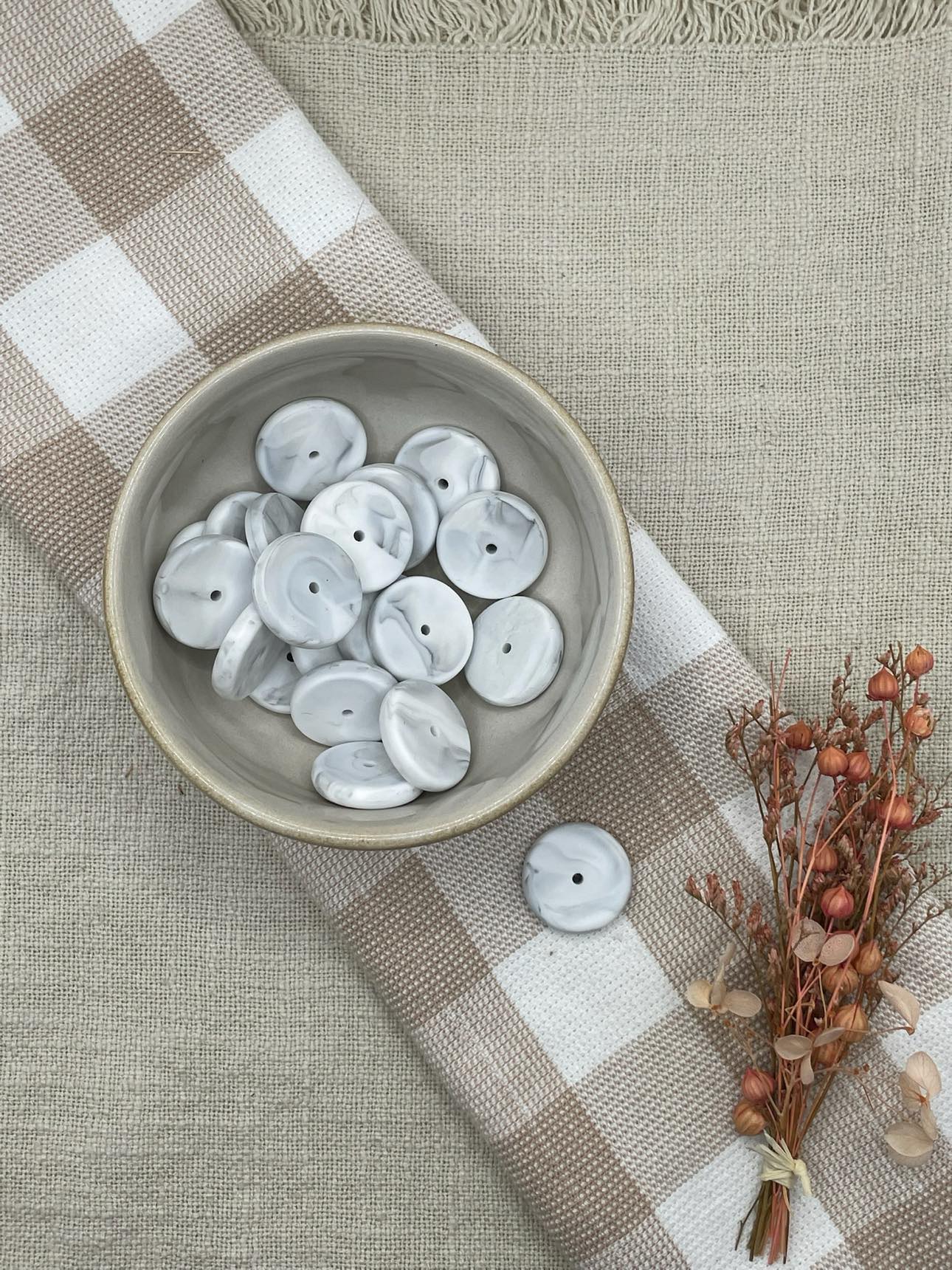 Beads 7 - 22mm silicone spacer coin | Marble