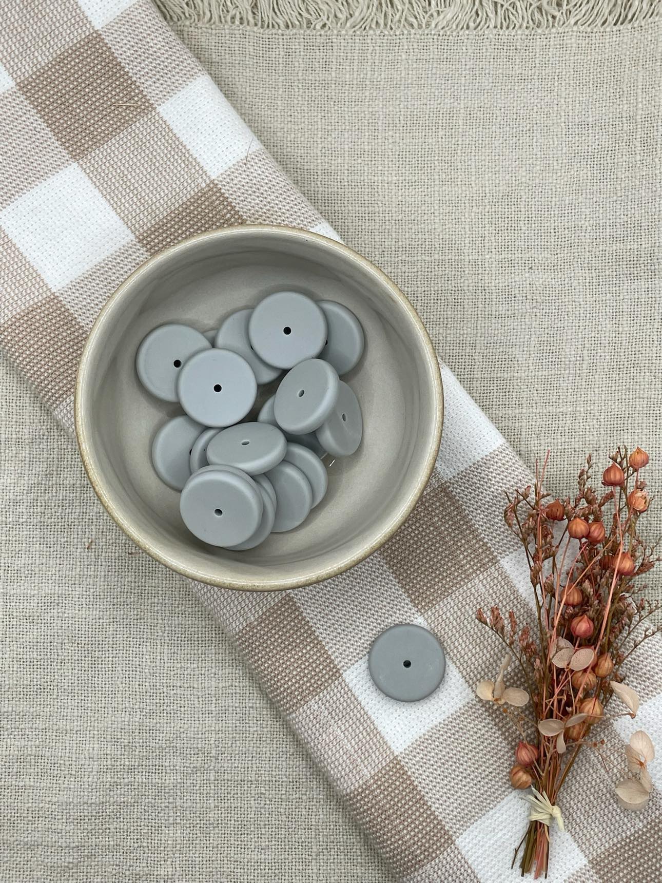 Beads 9 - 22mm silicone spacer coin | grey