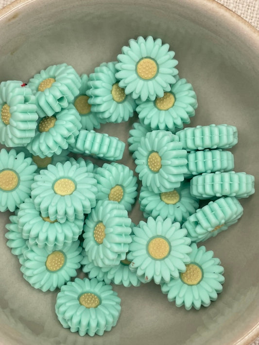 Silicone Focal Bead - 151 | teal small flower