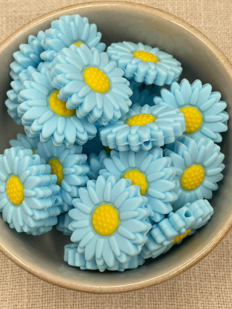 Silicone Focal Bead| 23 Large Blue flower