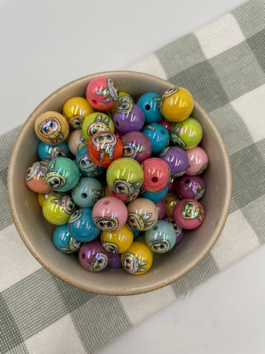 Acrylic bead |  15mm | 9 | Rainbow Labubu