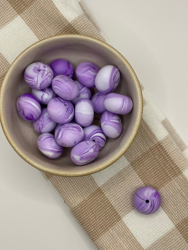 Beads 993| Purple Twist |  22mm silicone abacus