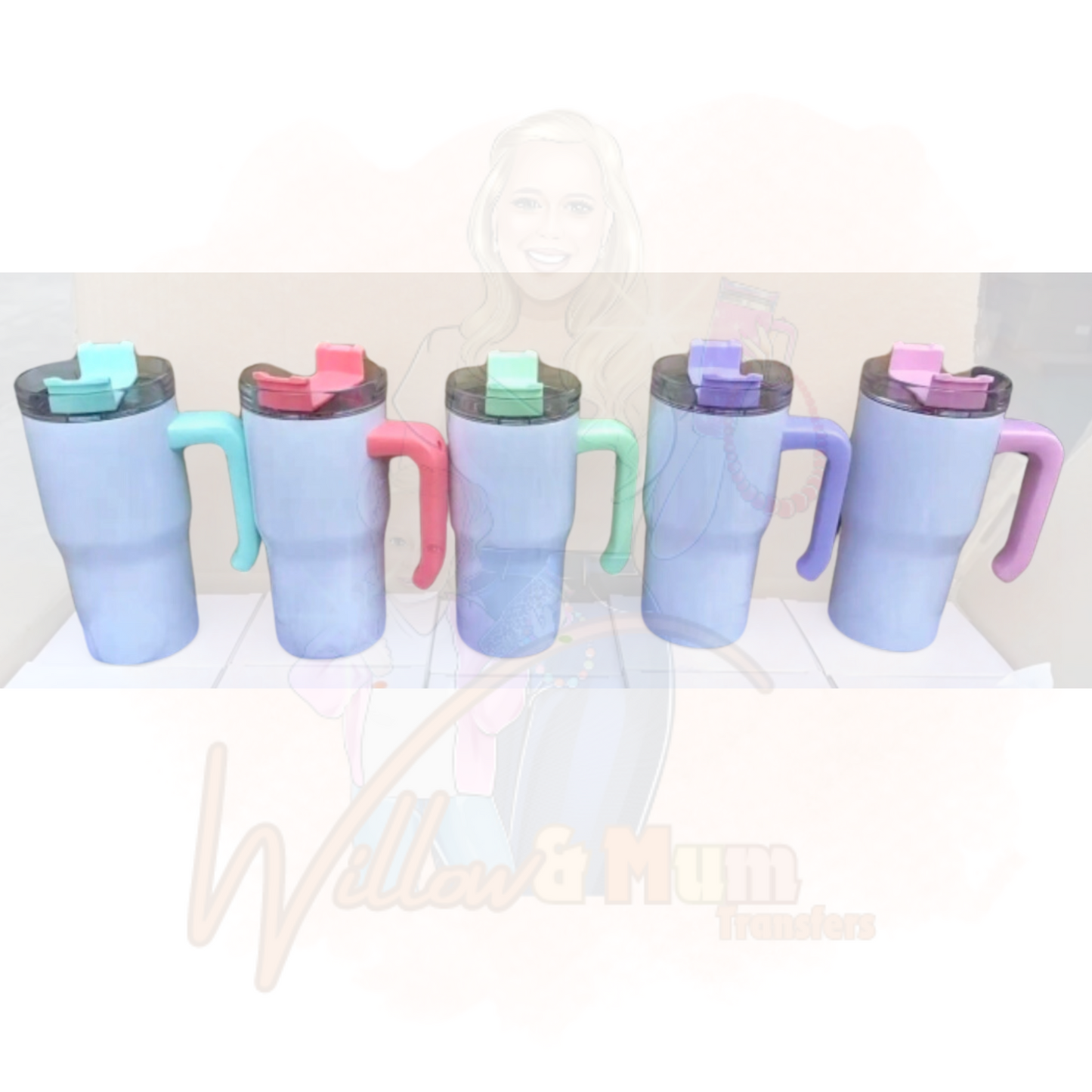 20oz | Sublimation | Blanks | Coloured lid and handled Tumbler W Removable handle