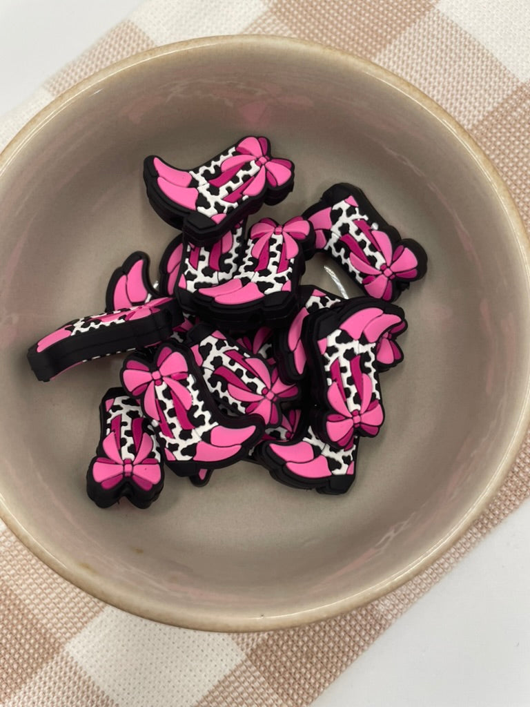 Silicone Focal Bead - 93 | Pink cowboy boot