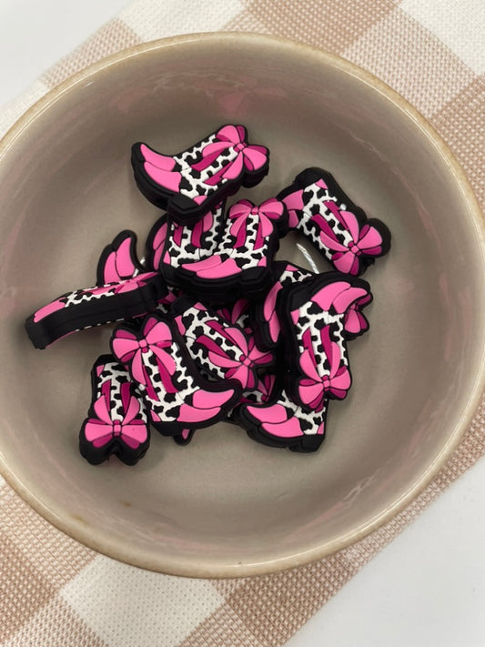 Silicone Focal Bead - 93 | Pink cowboy boot