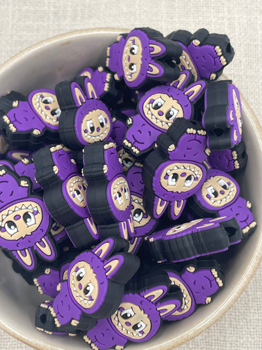 Silicone Focal Bead | 42 | Purple Labubu