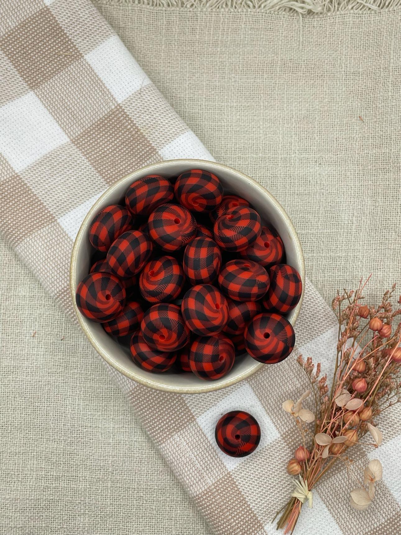 Beads 13 Patterned - 22mm silicone abacus