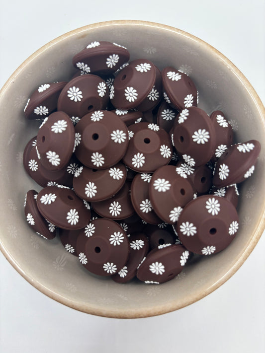 20mm Abacus Flower Beads |Chocolate 5