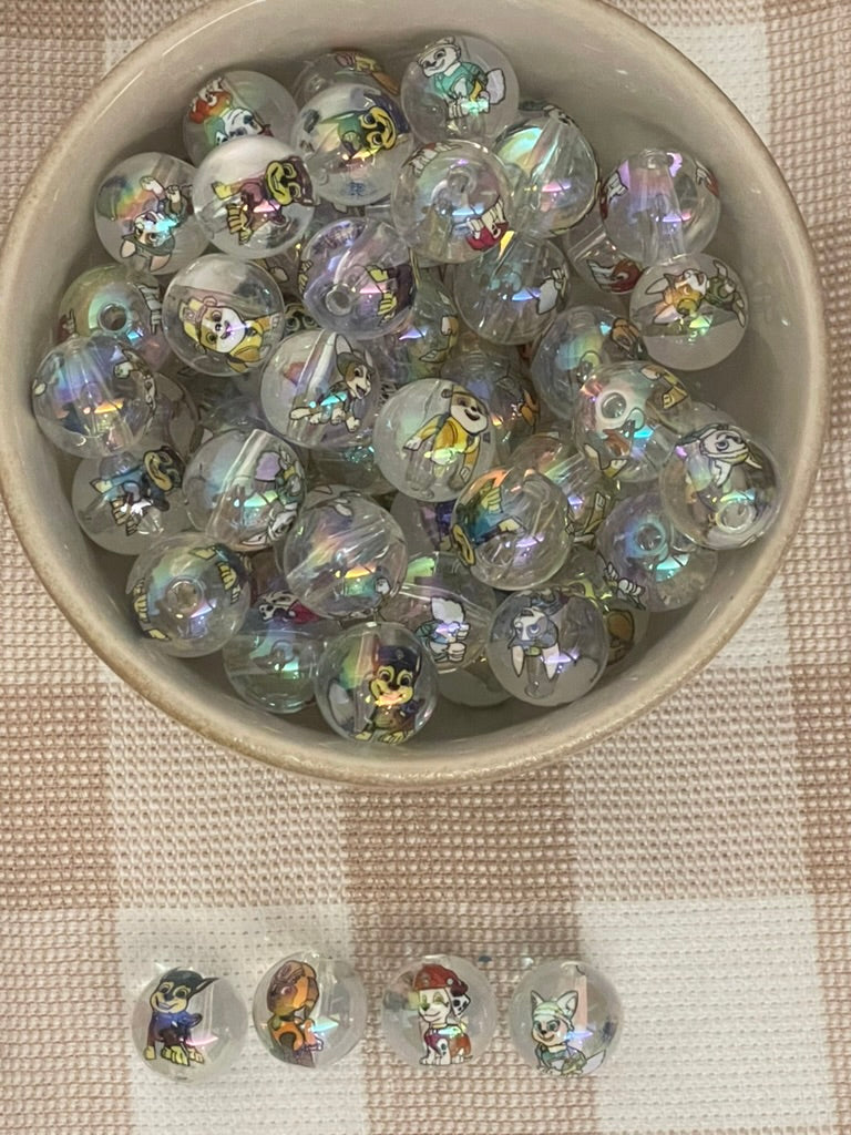 Acrylic bead |  15mm |6 | Pawpatrol
