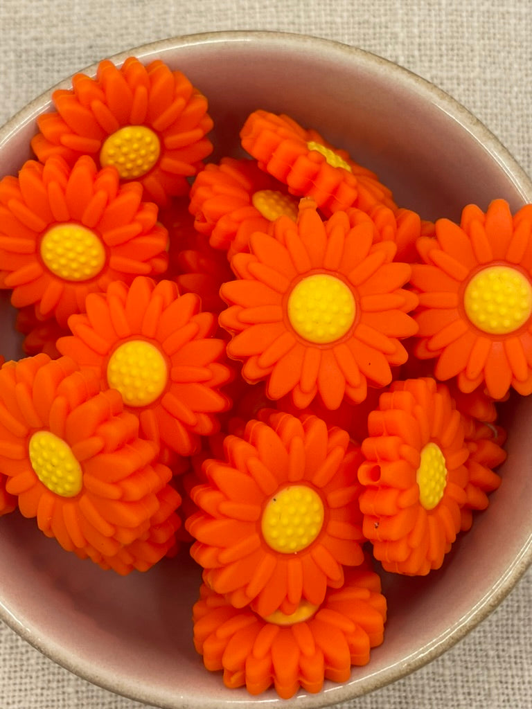 Silicone Focal Bead - 77 | large orange flower