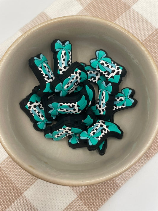 Silicone Focal Bead | 299 | Blue cowboy boot