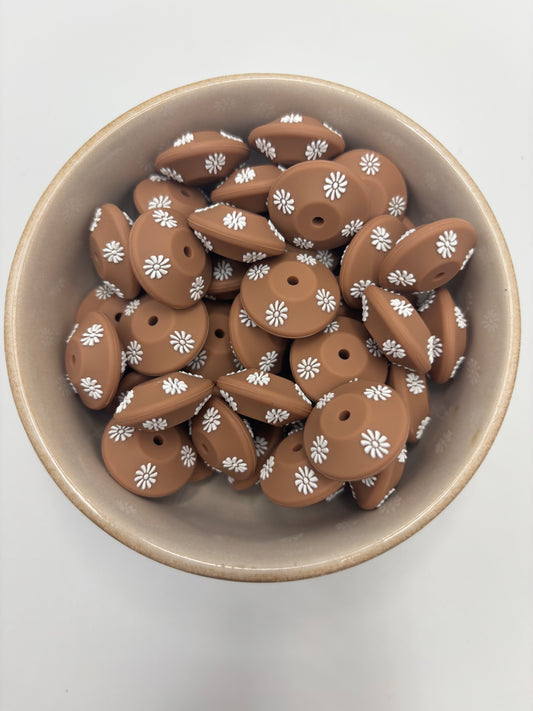 20mm Abacus Flower Beads |Camel 4
