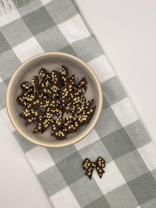 Silicone Focal Bead | 339 | Brown LV Bows