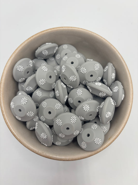 20mm Abacus Flower Beads | Light Grey 7