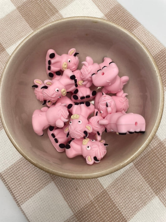 3D Silicone Focal Bead | Pink Cow | 489
