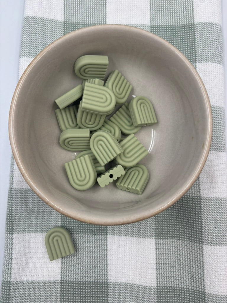 Silicone Focal Bead | Green Rainbow | 454