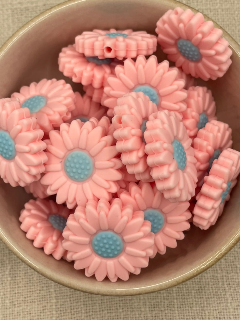 Silicone Focal Bead - 39 | pink large flower