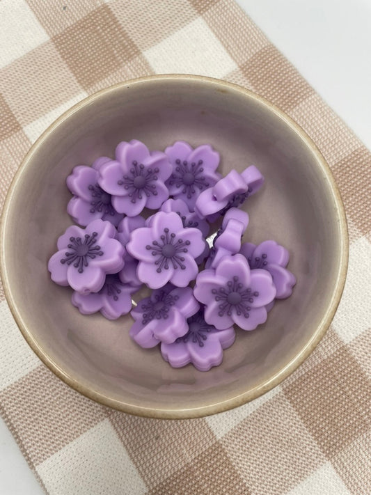 Silicone Focal Bead | Purple Flower | 475