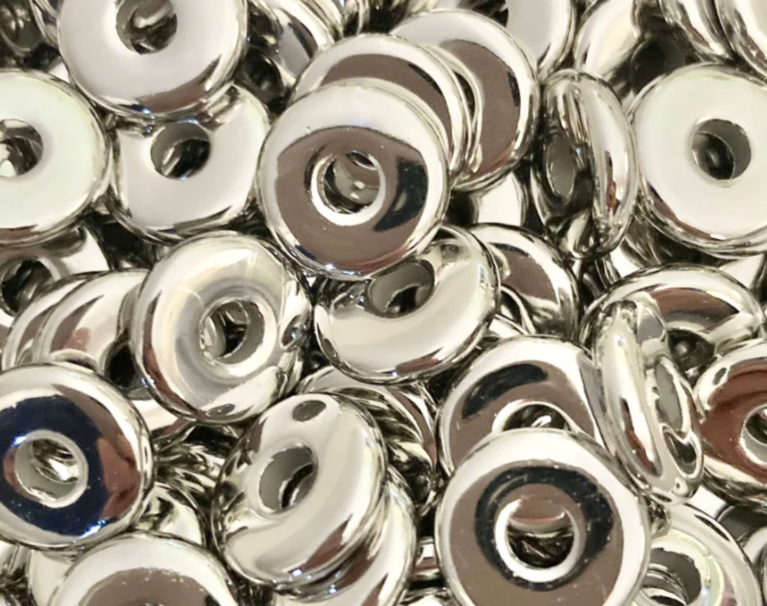 Acrylic 22mm Silver Coin Spacer Bead