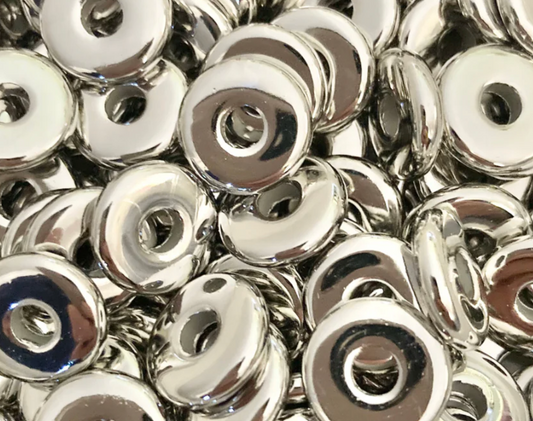 Acrylic 22mm Silver Coin Spacer Bead