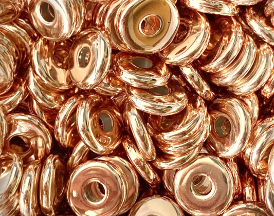 Acrylic 22mm Coin Spacer Bead | Rose Gold