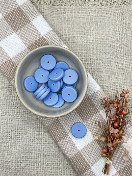 Beads 14 - 22mm silicone spacer coin | baby blue